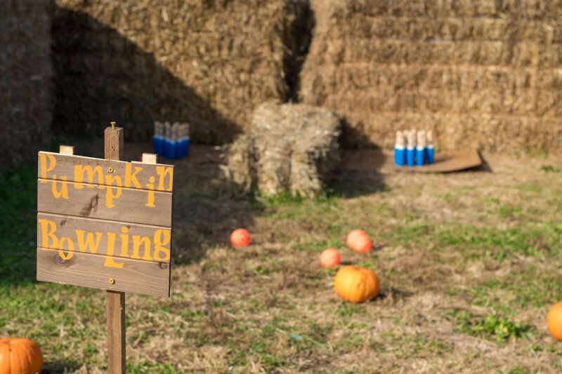 Fall party ideas - pumpkin bowling
