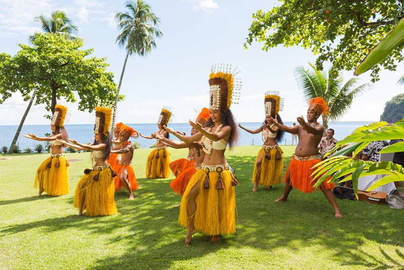 Hula dancers at a luau party
