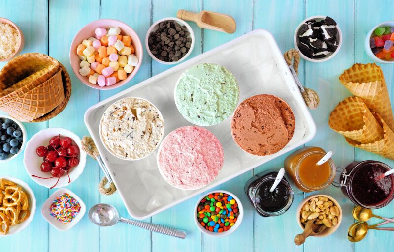 Charlie and the Chocolate Factory themed party - ice cream bar