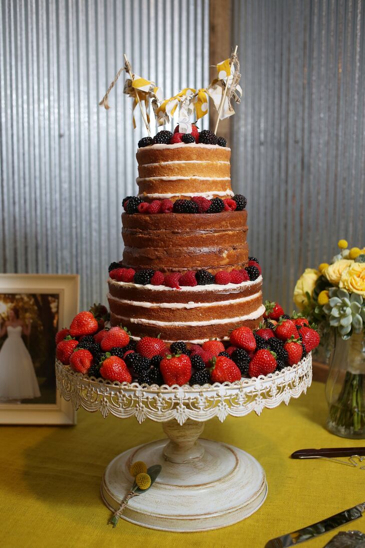 Three Tiered Naked Cake With Fresh Berries