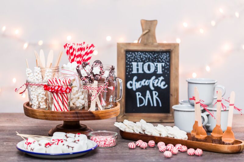 Ugly Christmas sweater party ideas - hot chocolate bar