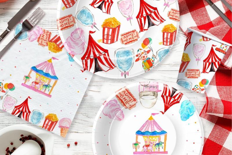 Carnival party ideas - carnival plates and cups