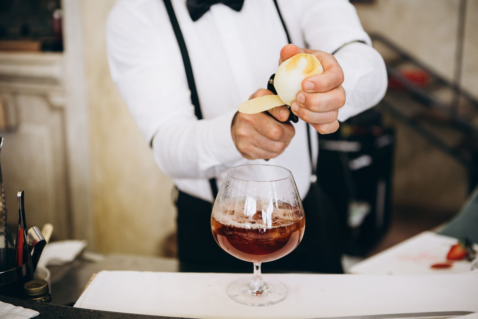 Wedding Bartender Making a Cocktail