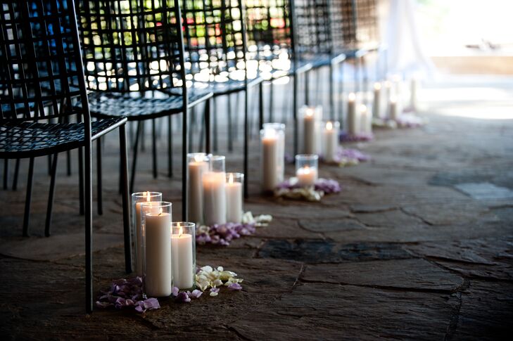 Pillar Candle Lined Aisle Decor