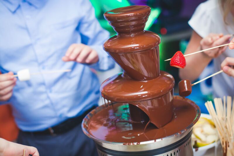 Charlie and the Chocolate Factory themed party - chocolate fountain