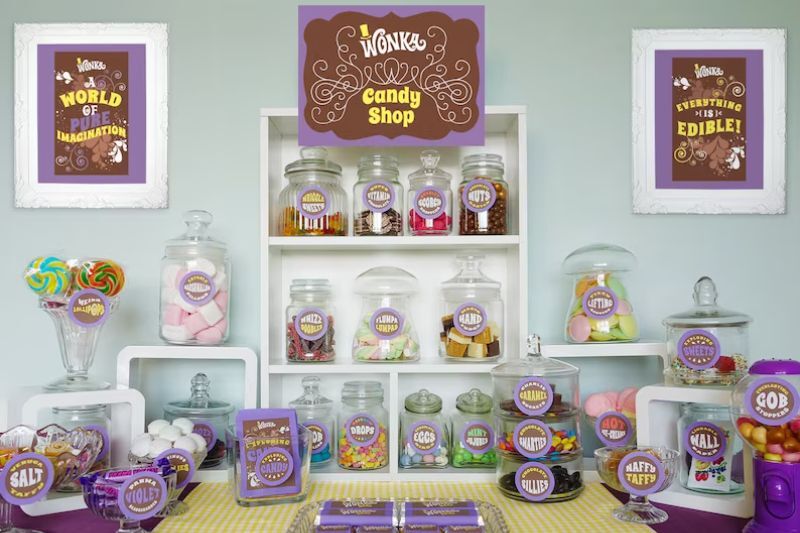 Charlie and the Chocolate Factory themed party - Wonka decorations