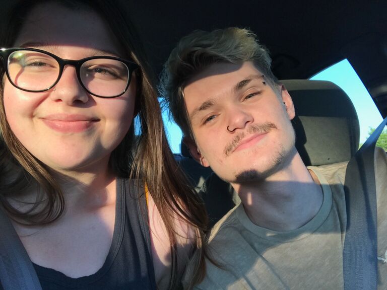 A picture of us celebrating our 1 month anniversary of dating by buying a pet hamster (RIP Wallace).