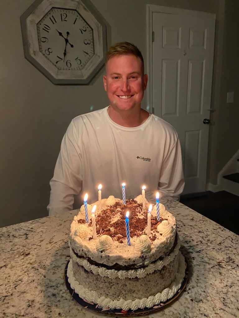 Kyle turns 27! This year's cake is an ice cream oreo cake! The best one to-date. 