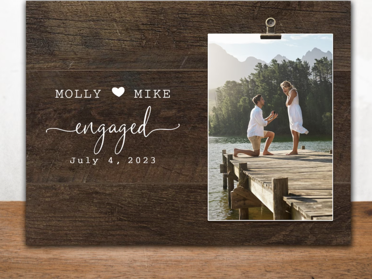 Engagement Photo Frame White Wood 4x6 Photo - Made To Order Custom