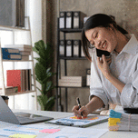 women calling to confirm last minute wedding details