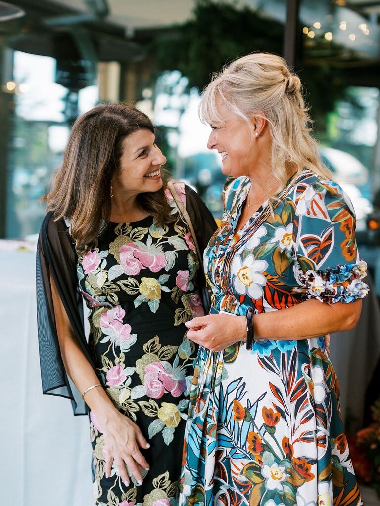 Mothers of the bride and groom at wedding