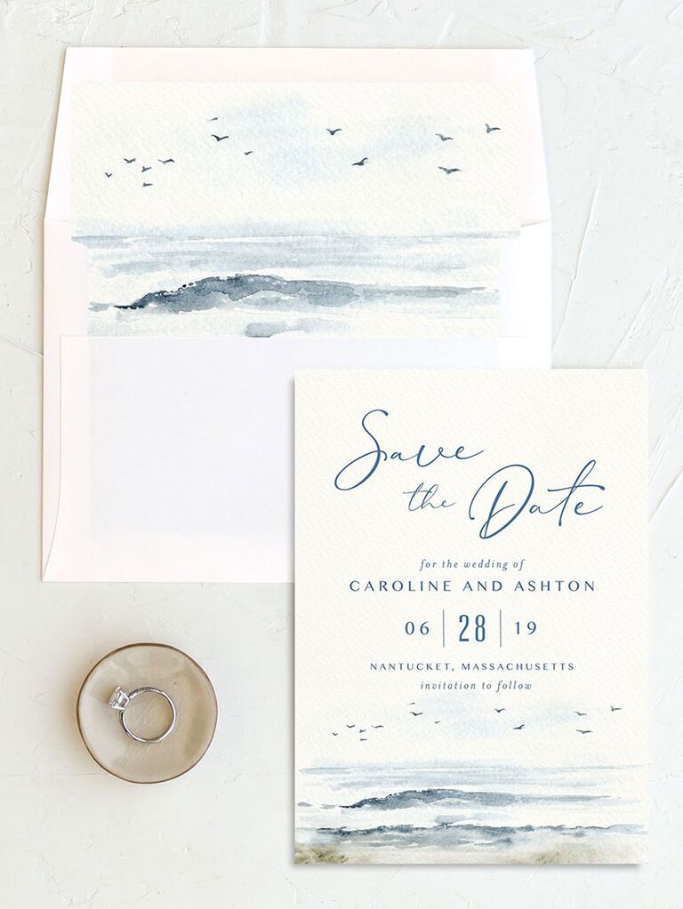 seaside destination wedding save the date
