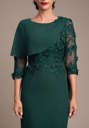 Celebrate this proud and beautiful milestone in the JJ's House Imke Sheath/Column Cape Lace Mother of the Bride Dress! Designed with elegant details and a sophisticated silhouette, this gorgeous outfit ensures you look stunning and feel confident as you witness your child's unforgettable day.
