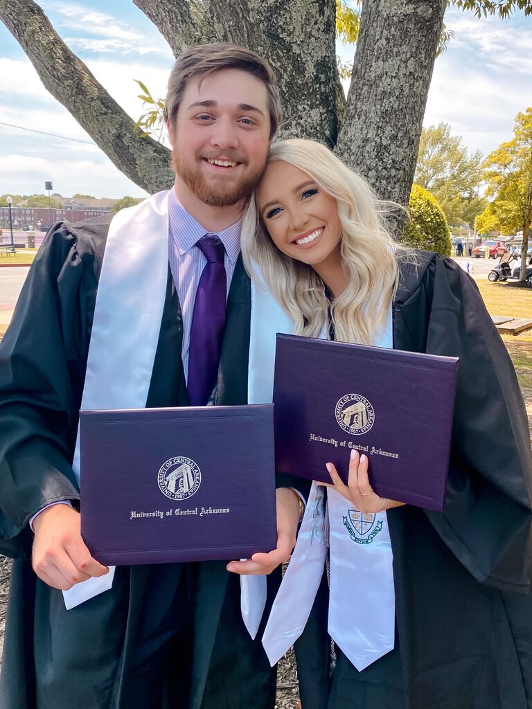 We both attended UCA, Michael a Sigma Tau Gamma and me, an Alpha Sigma Tau. Some of the best memories were made! In May of '21 we both graduated! Michael began his career journey and I moved to Fayetteville for law school. 