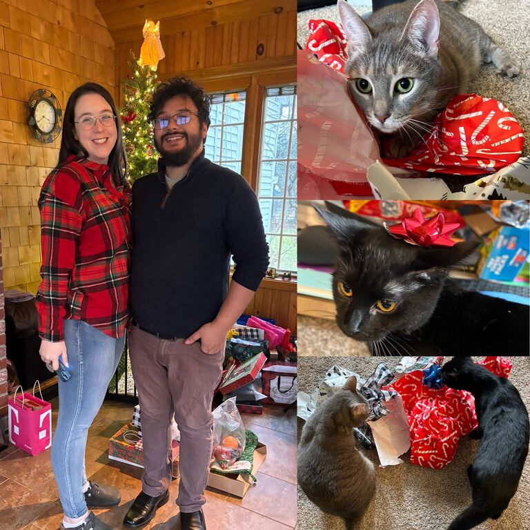 Our second Christmas together, with Barbara AND Evelyn.