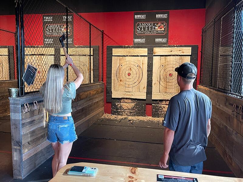 Our first date was at Lasertron and we went Axe Throwing!