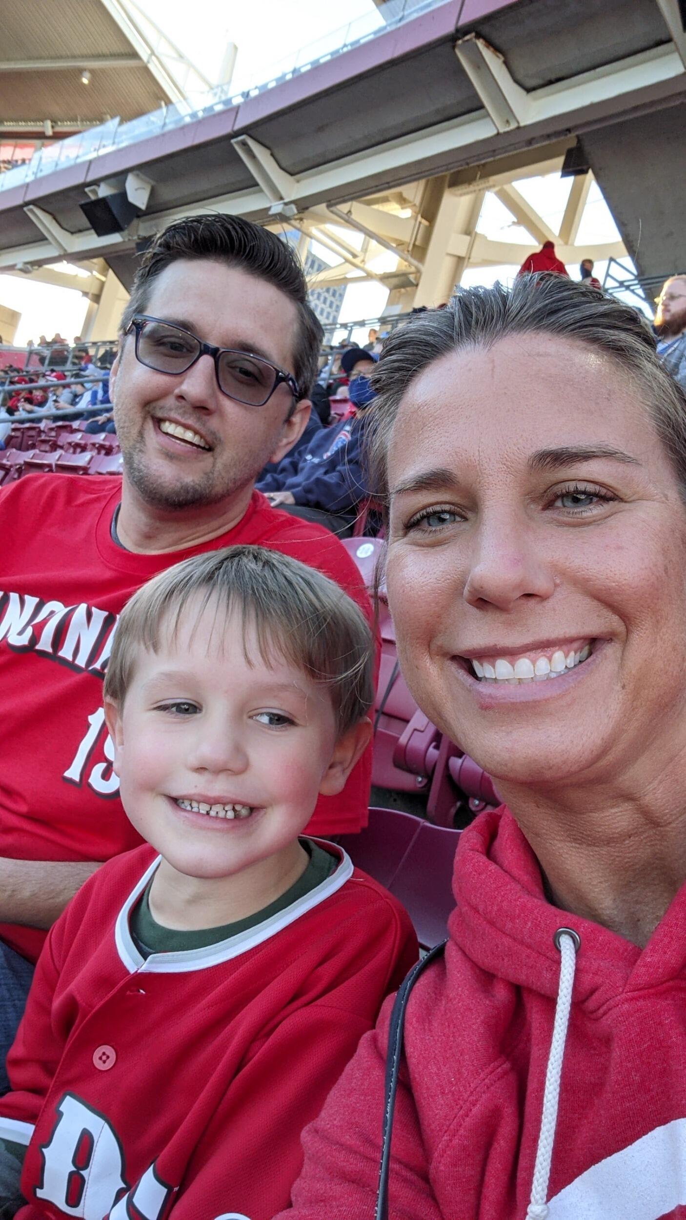 First Reds game with all 3 of us.