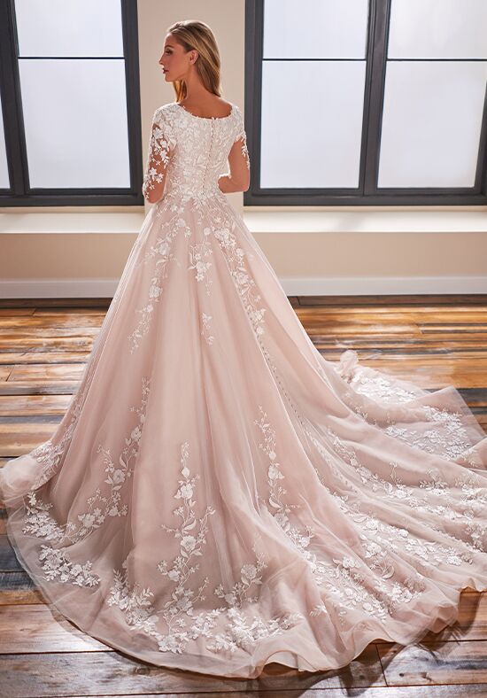 High Neck Lace Applique Modest Wedding Dress