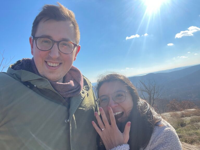 We got engaged! 
Bear Mountain, NY, USA
