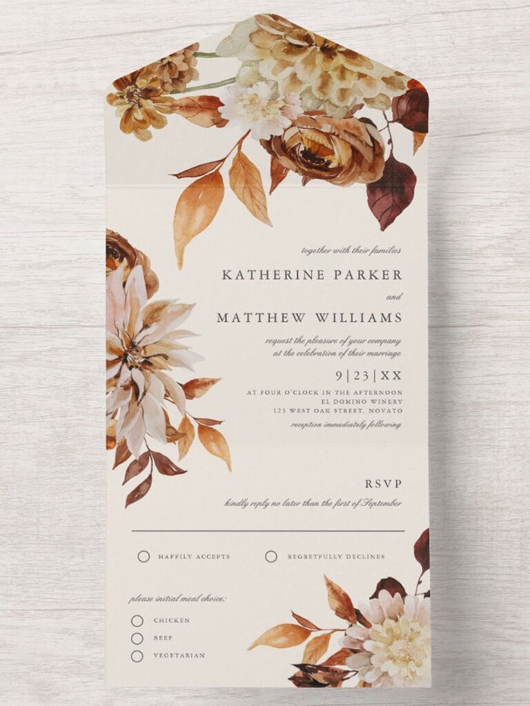 Burnt Floral Clear Acrylic Wedding Invitation Sample | Acrylic Invitations