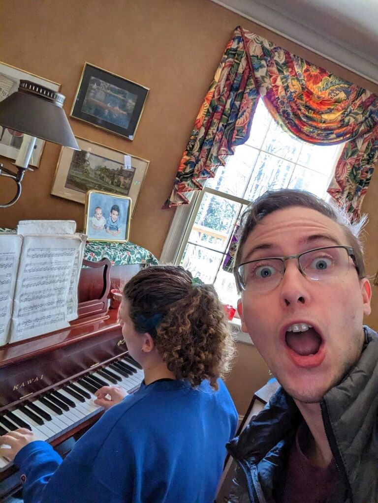 Matt was happy that he wasn't the only one playing piano over Christmas.