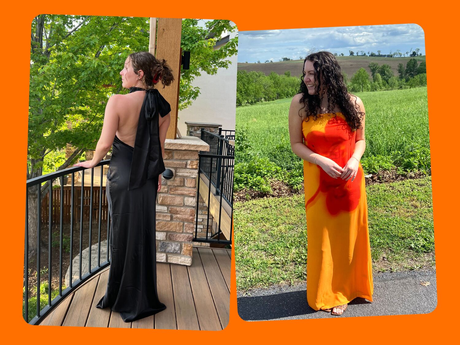 The Knot editors wearing bridesmaid dresses