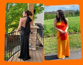 The Knot editors wearing bridesmaid dresses