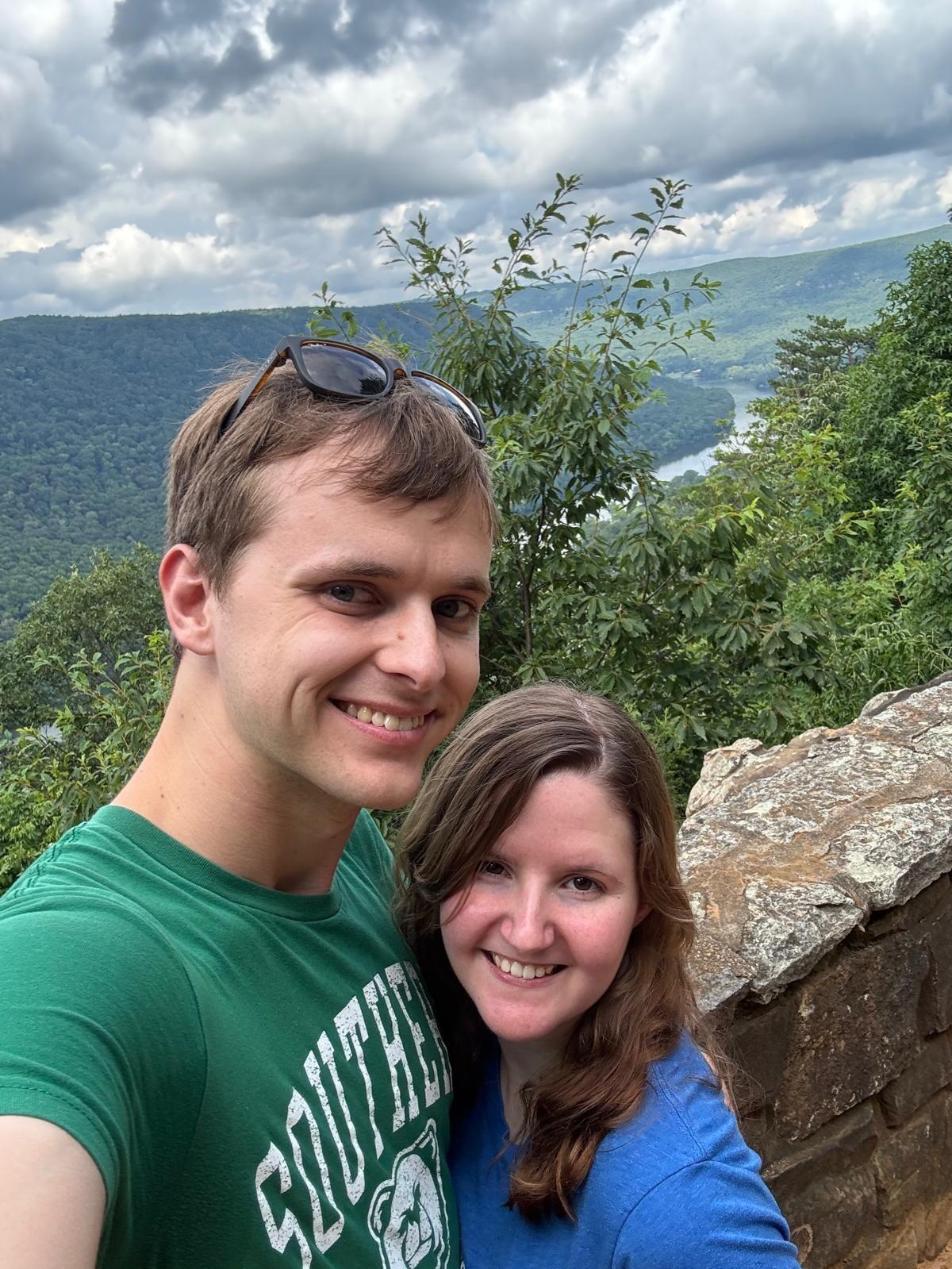 Visiting our engagement spot. Much greener now than on Dec. 7! :)