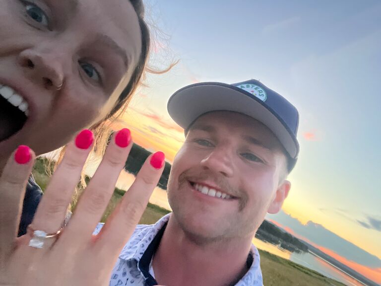 Derek proposed at Double Ditch Indian Village overlooking the river at sunset.  Stating that this was the easiest decision he has ever had to make. 