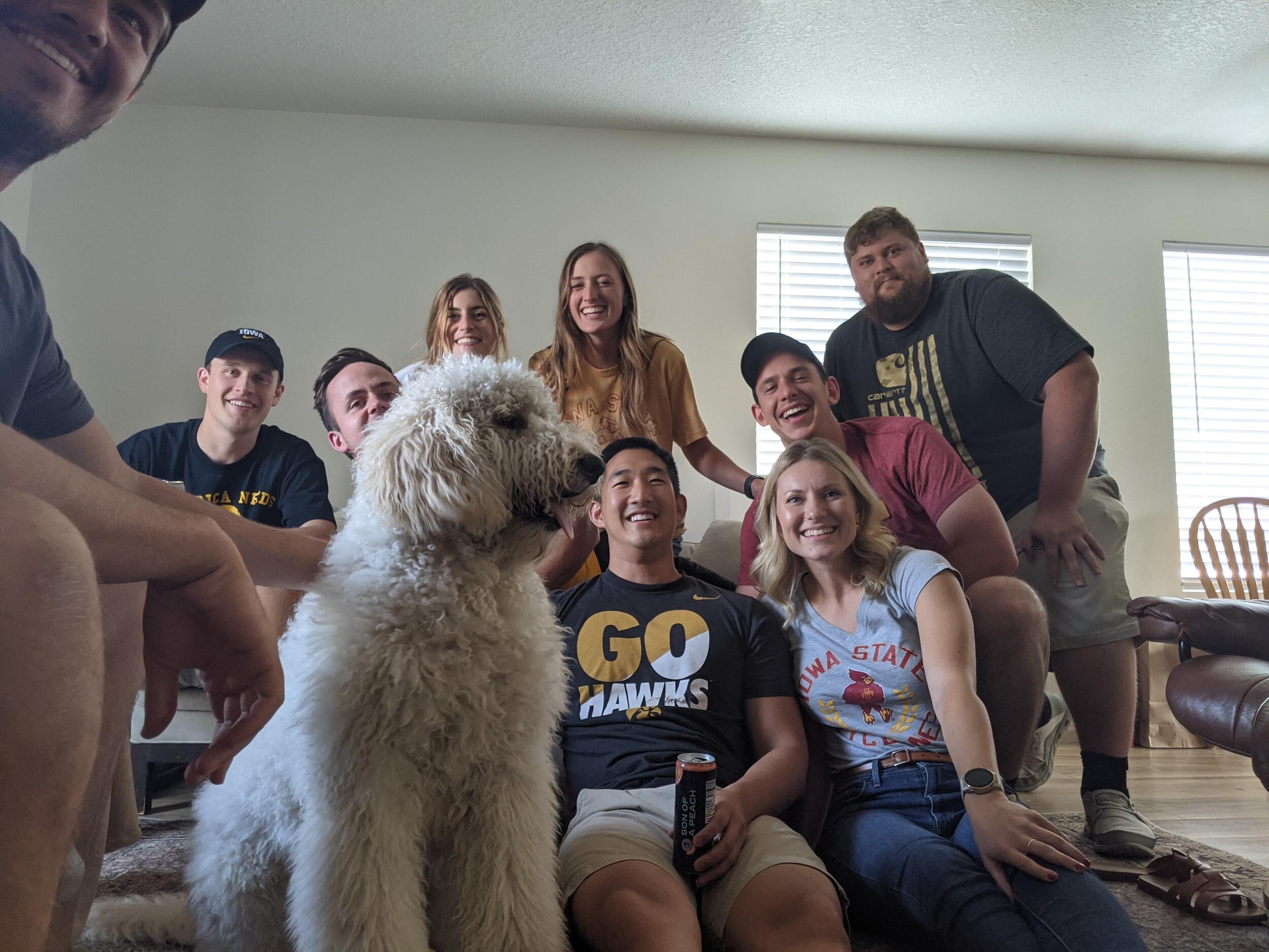 We reconnected at an Iowa/Iowa State football watch party. 