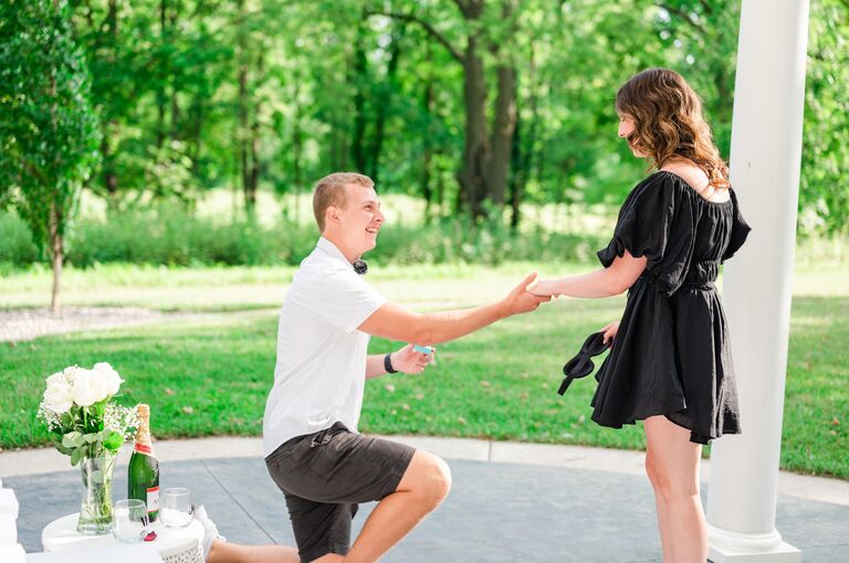 After four and a half years together, Ethan finally proposed! He planned everything - from the photographer to the surprise party afterwards!