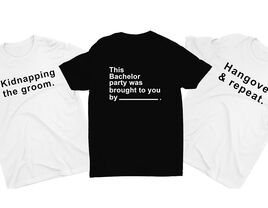 Cards Against Humanity themed shirts with groom's in black and groomsmen's in white