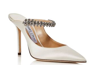 Close-toed mules with embellished strap