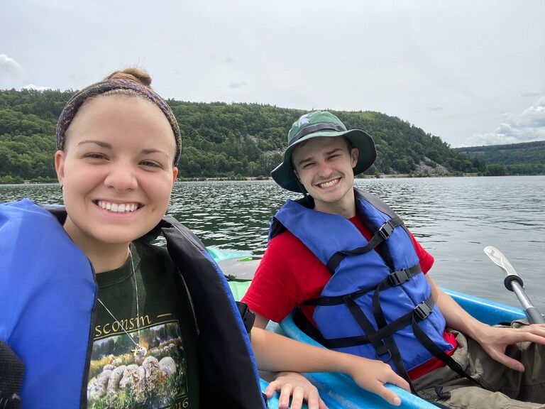 Camping and kayaking in Devils Lake State Park. 