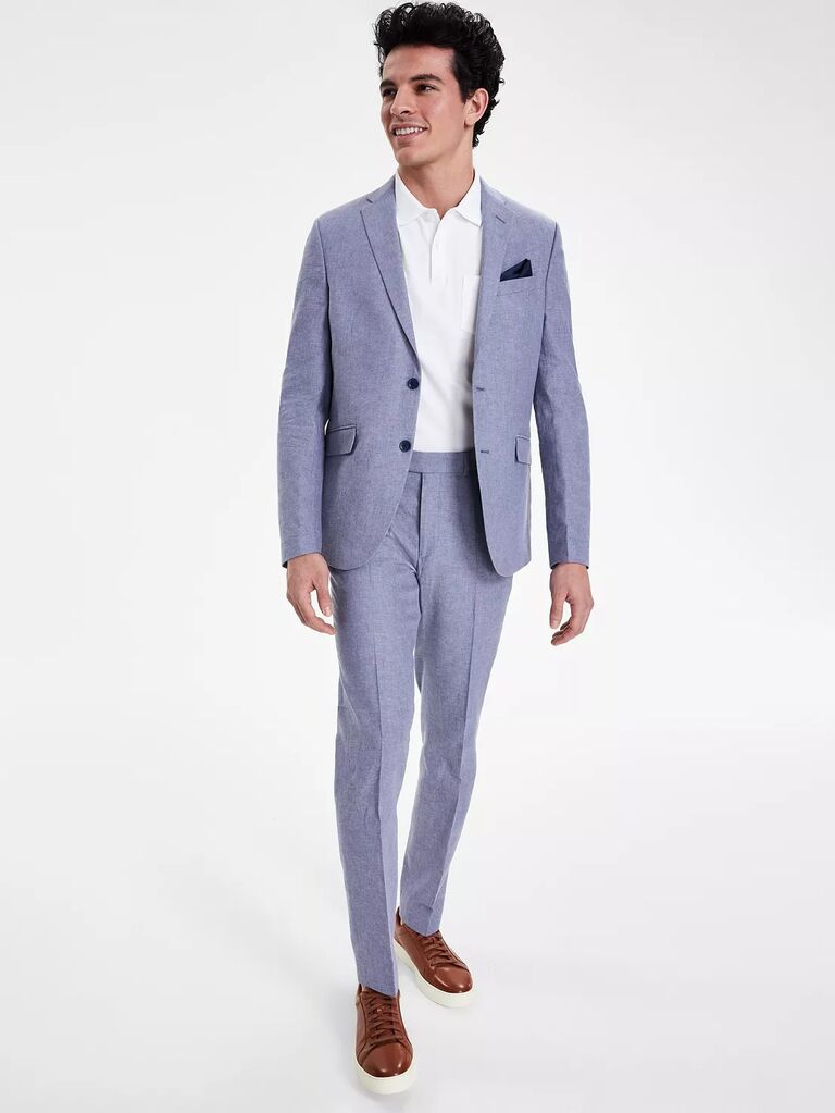 River Island Wedding Linen Suit Trousers In Light Blue for Men