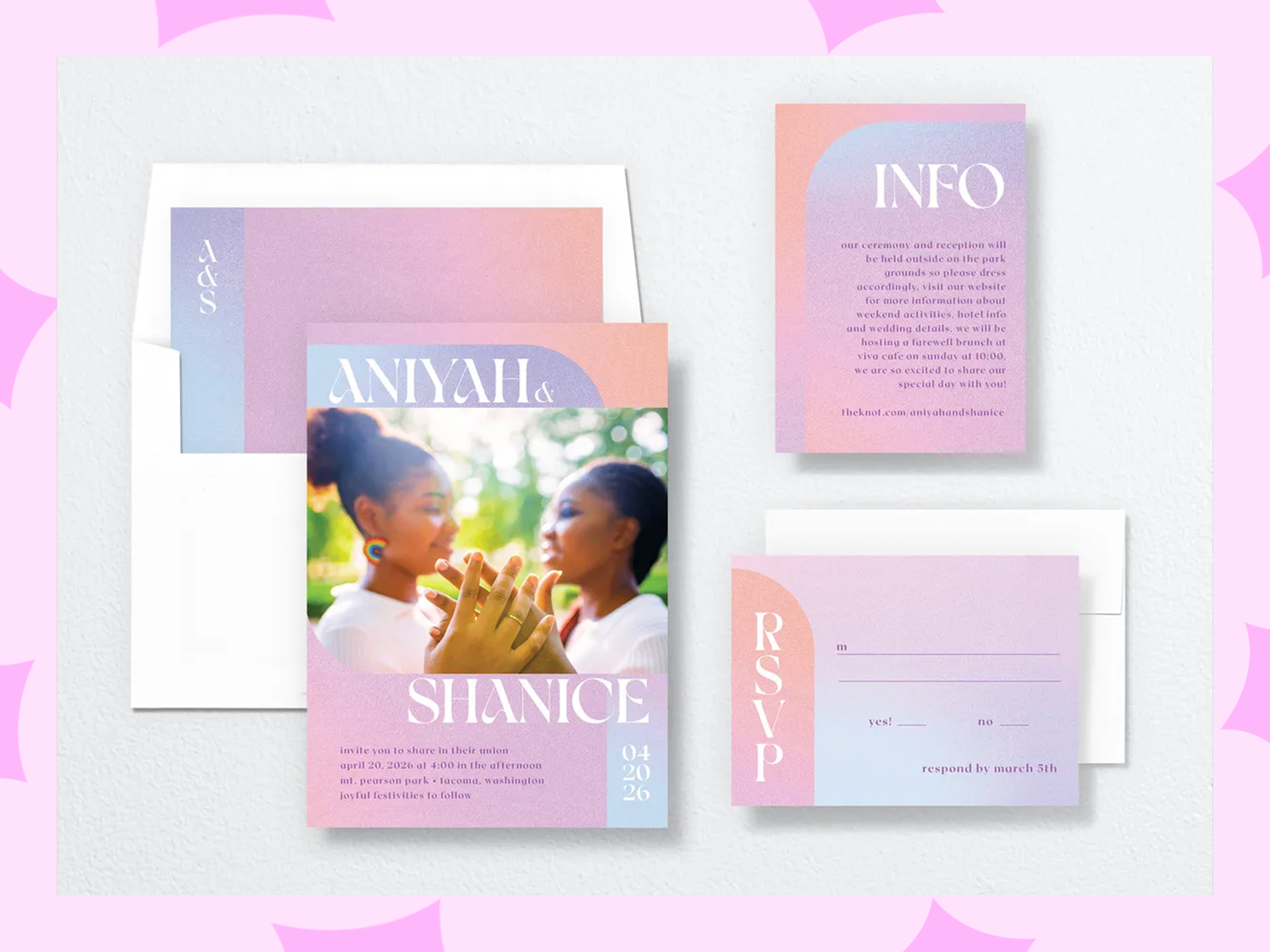 Aura love wedding invitations from The Knot