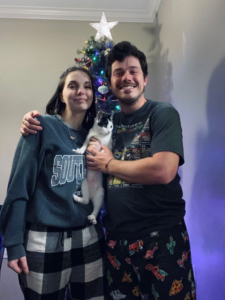 First Christmas in our apartment and with Pebbles.