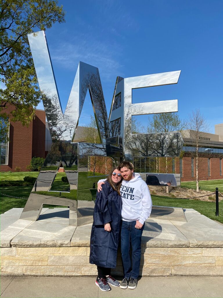 Sam and Nick graduate from Penn State, beginning their 2.5 year long distance relationship.