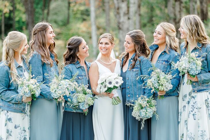 denim blue bridesmaid dresses