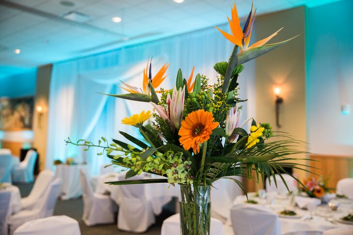 A Bright Teal and Yellow Wedding at Tampa Bay History Center in Tampa