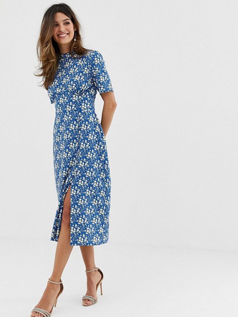 blue floral dresses for wedding