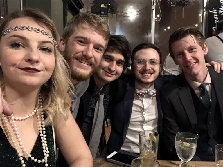 They started hanging out as friends in a big group of friends. Galen knew some of them through grade school and Eve knew them from college at ASU when Galen was up at NAU for college. Here they are at a Great Gatsby themed party in Flagstaff, AZ.  