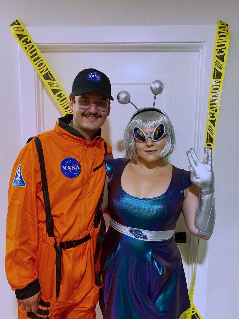Astronaut and Alien! The beginning of our yearly Halloween celebrations with our friends Sam and Zane.