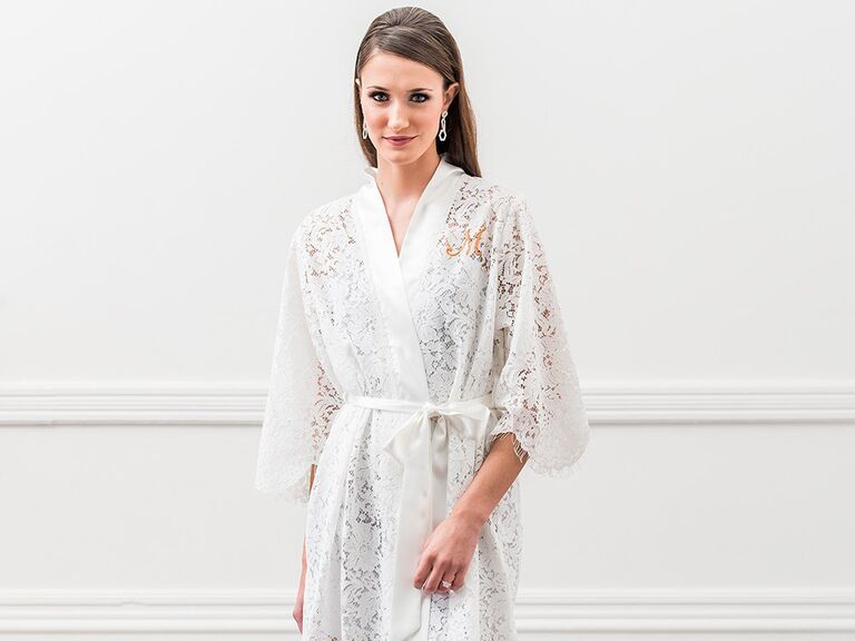 long lace bridal robe