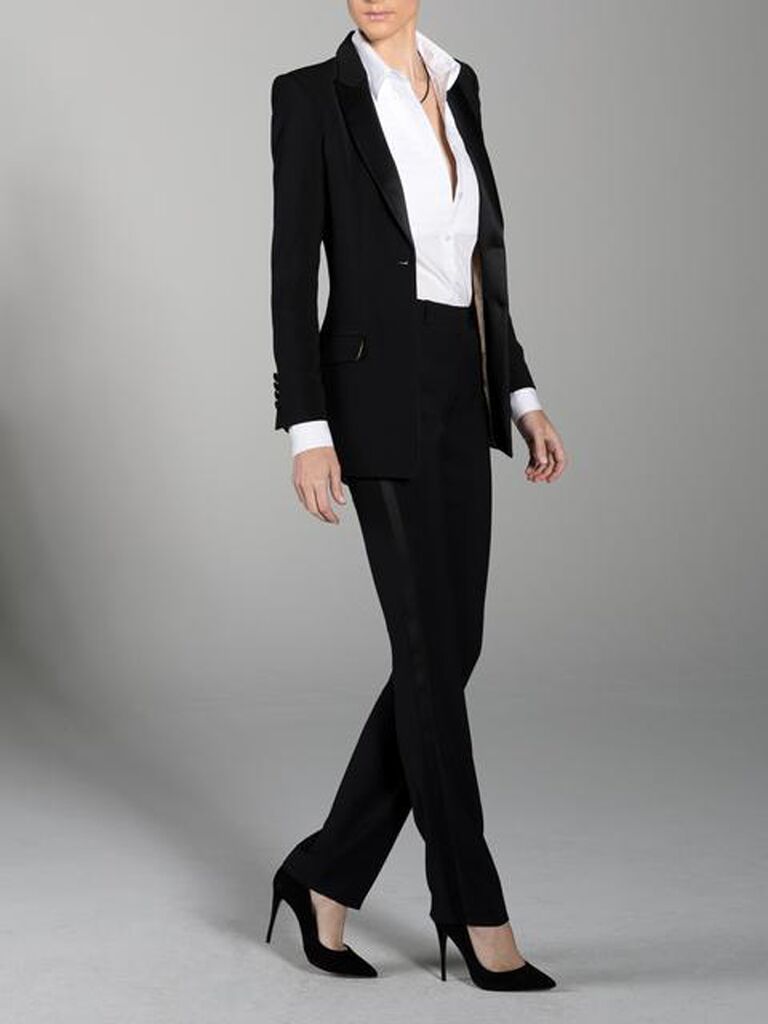 ladies black tuxedo dress