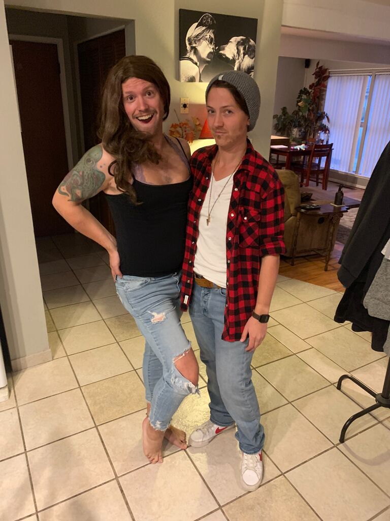 For Evan's birthday, we hosted a "dress as your other" party. We are known to take costume parties very seriously and this one was no exception.