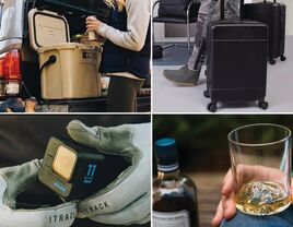 Collage of four wedding gifts for travelers