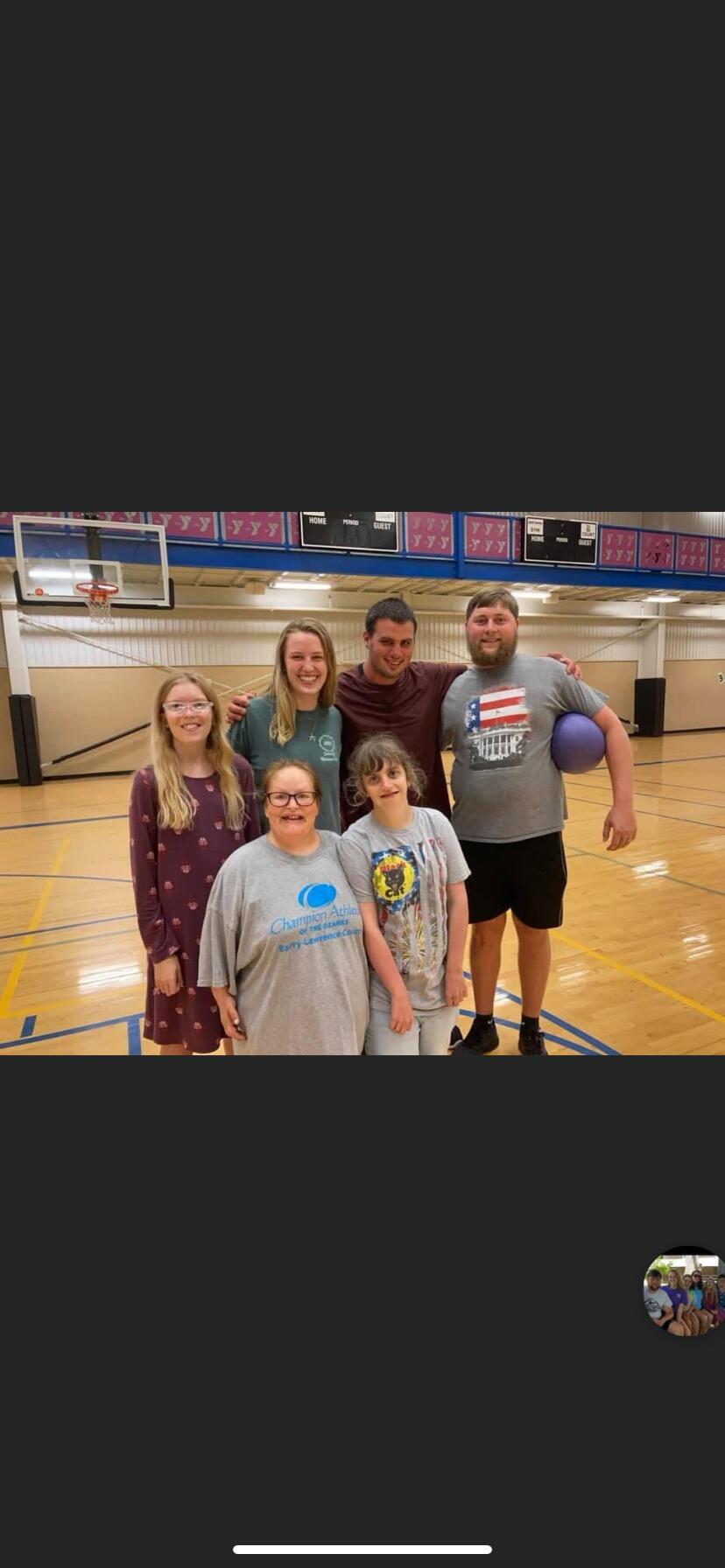 Helping with Mackenzie's champion athlete's dodge ball 