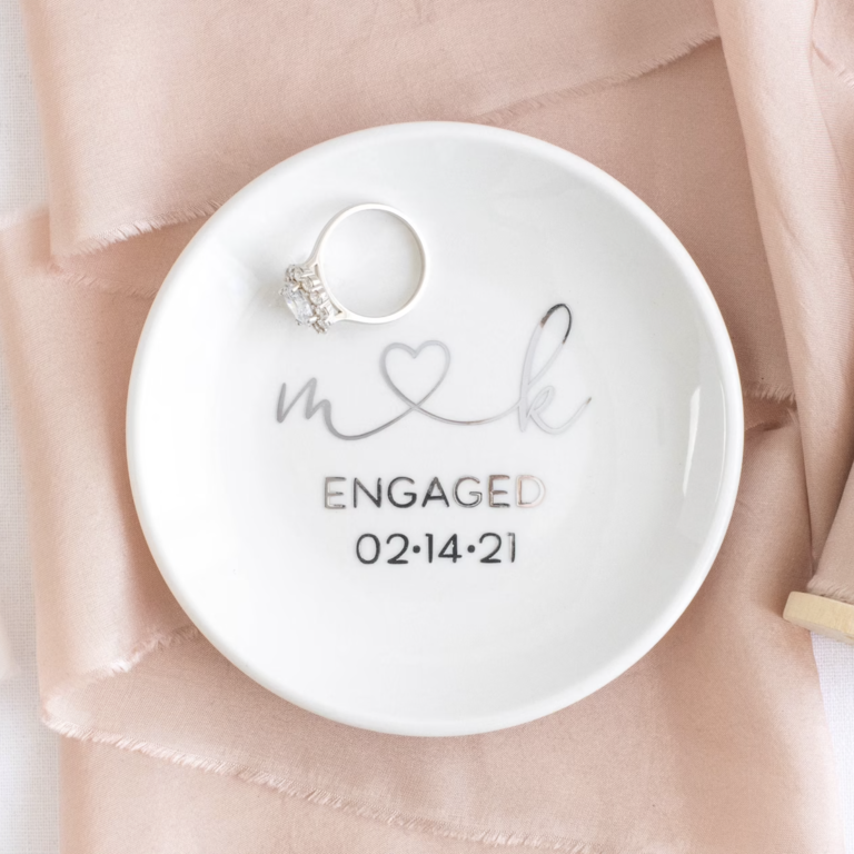 Custom ring dish engagement gift idea from best friend