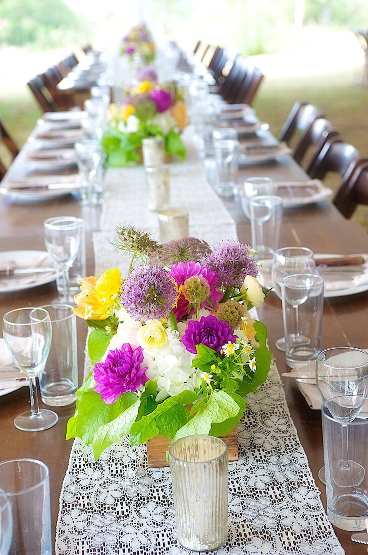 Charming Purple And Yellow Table Decor